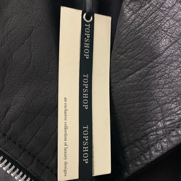 TopShop womens real leather black biker jacket - Picture 5 of 12